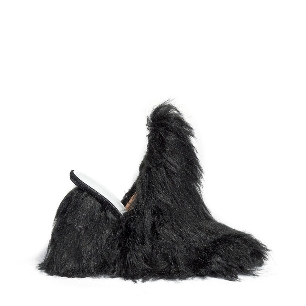 Maison Margiela black faux fur mules